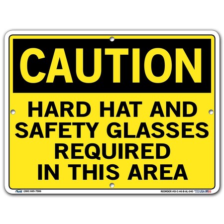 Vestil Sign, Caution, 12.5x9.5", Aluminum, .040, SI-C-46-B-AL-040 SI-C-46-B-AL-040